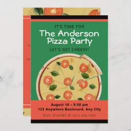 Colorful Pizza Party Inbjudningar