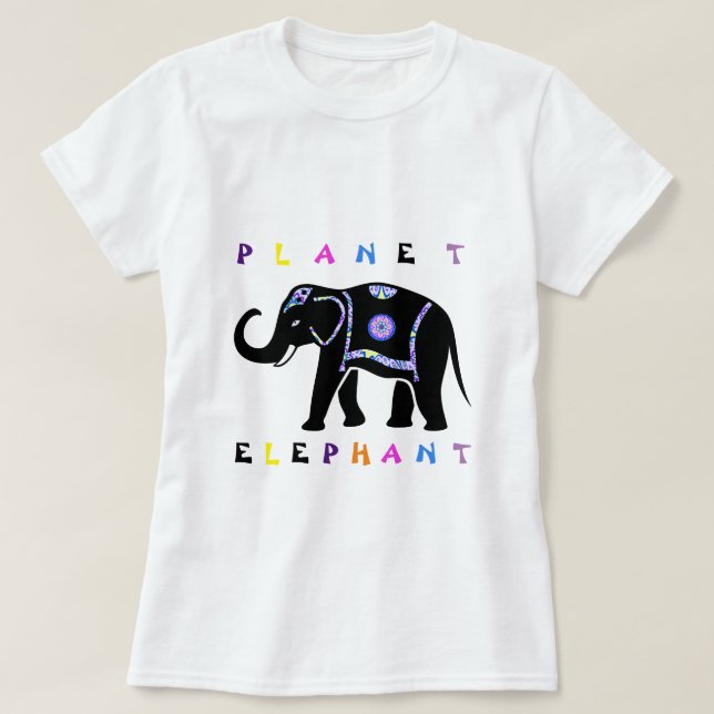 Colorful Planet Elephant T-Shirt (Design framsida)