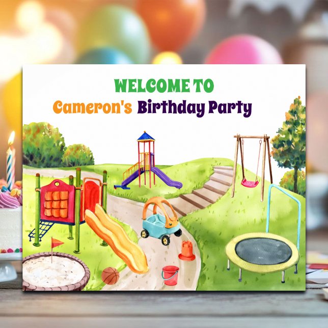 Colorful Playground Birthday Party Welcome Poster (Skapare uppladdad)