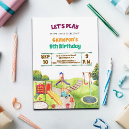 Colorful Playground Party 9th Birthday Invitation Inbjudningar