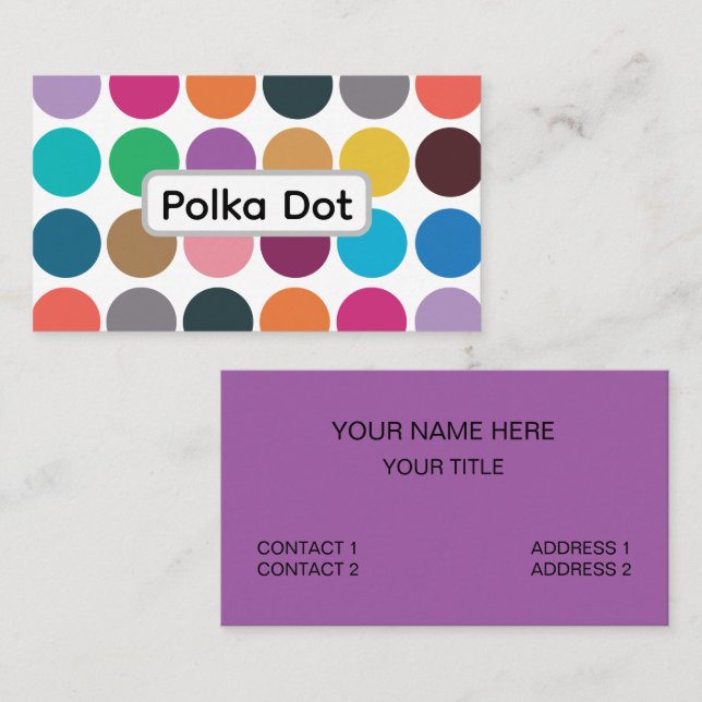 Colorful Polka Dot Back to school Visitkort (Fram/baksida)