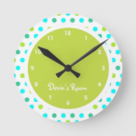 Colorful Polka Dot Barn Bedroom Rund Klocka