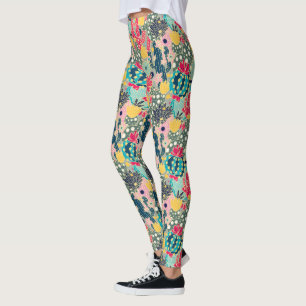 Colorful Polka Dot Cactus Mönster Leggings