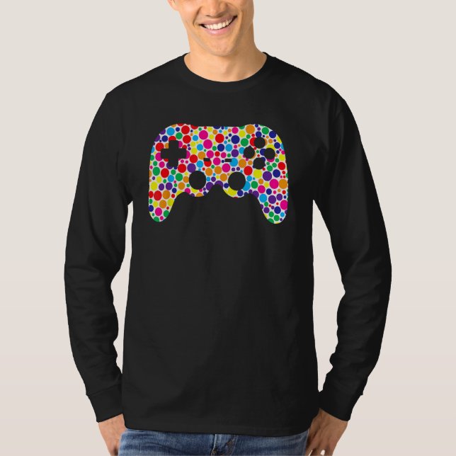 Colorful Polka Dot Game Controller International D T Shirt (Framsida)