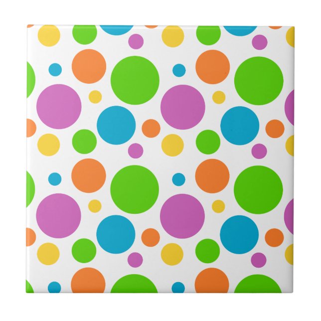Colorful Polka Dot Mönster Kakelplatta (Framsidan)