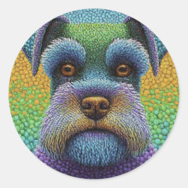 Colorful Polka Dot Schnauzer Puppy Hund Runt Klistermärke