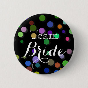 Colorful Polka dots Bröllop Team Bride Knapp