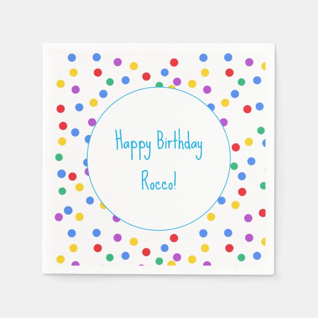 Colorful Polka Dots Confetti Kids Birthday Party Pappersservett (Framsidan)