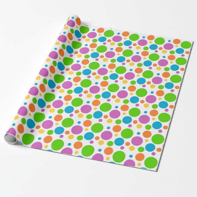 Colorful Polka dots Gift Presentpapper (Utrullad)