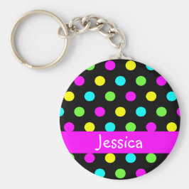 Colorful Polka Dots - Girly Name Keychain Nyckelring