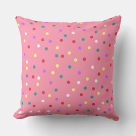 Colorful Polka Dots on Pink Kudde