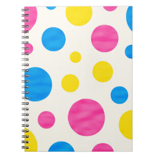 Colorful Polka Dots Pink Blue Yellow Retro Anteckningsbok