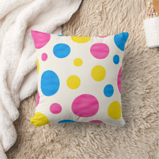 Colorful Polka Dots Pink Blue Yellow Retro Kudde