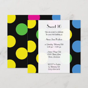 Colorful Polka dots, Polka Dot Mönster, Sweet 16 Inbjudningar