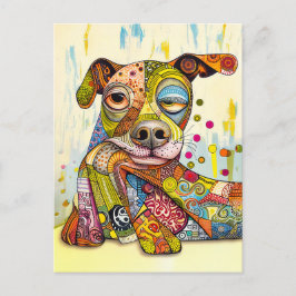 Colorful Pop-Art Dog Face Vykort