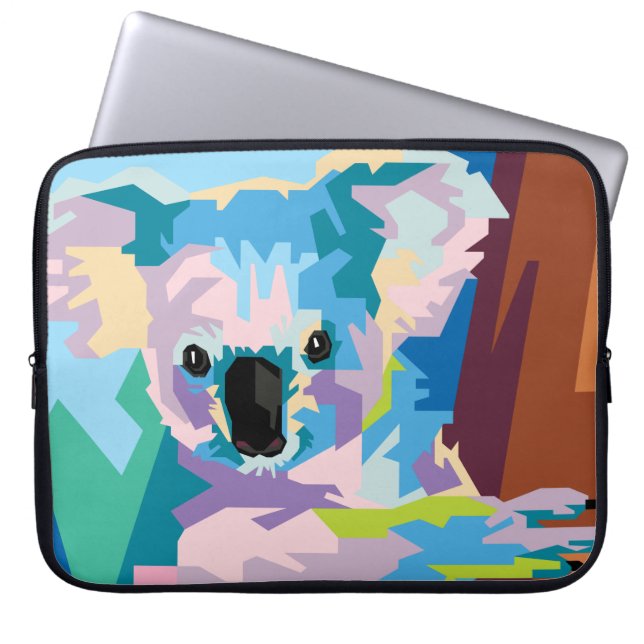 Colorful Pop Art Koala Porträtt Laptop Sleeve (Framsidan)