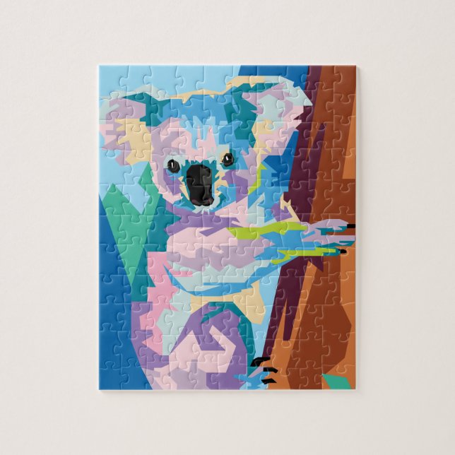 Colorful Pop Art Koala Porträtt Pussel (Vertikal)