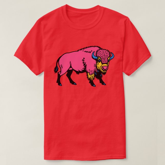 Colorful Pop-Art Southwestern Buffalo/Bison T Shirt (Design framsida)