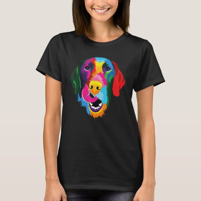 Colorful Pop Golden Retriever Portrait Owner T Shirt (Framsida)
