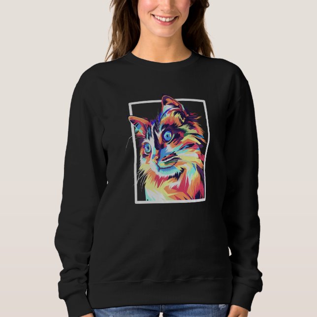Colorful Pop Maine Coon Cat T Shirt (Framsida)