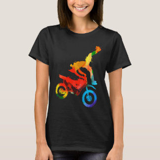 Colorful Pop Portrait  Motorcycle Motocross T Shirt