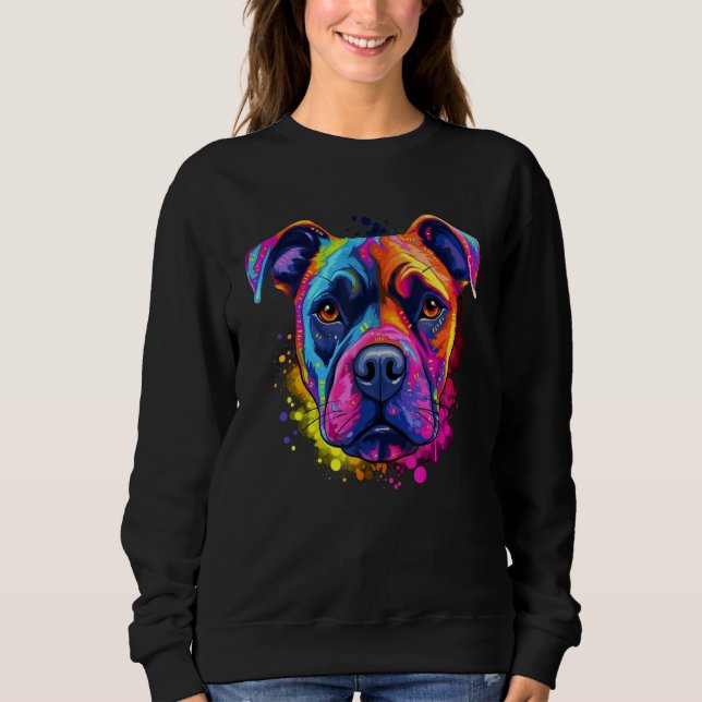 Colorful Pop Staffordshire Bull Terrier Staffy T Shirt (Framsida)