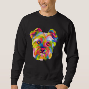 Colorful Pop Yorkshire Terrier Porträtt Yorkie 2 Lång Ärmad Tröja