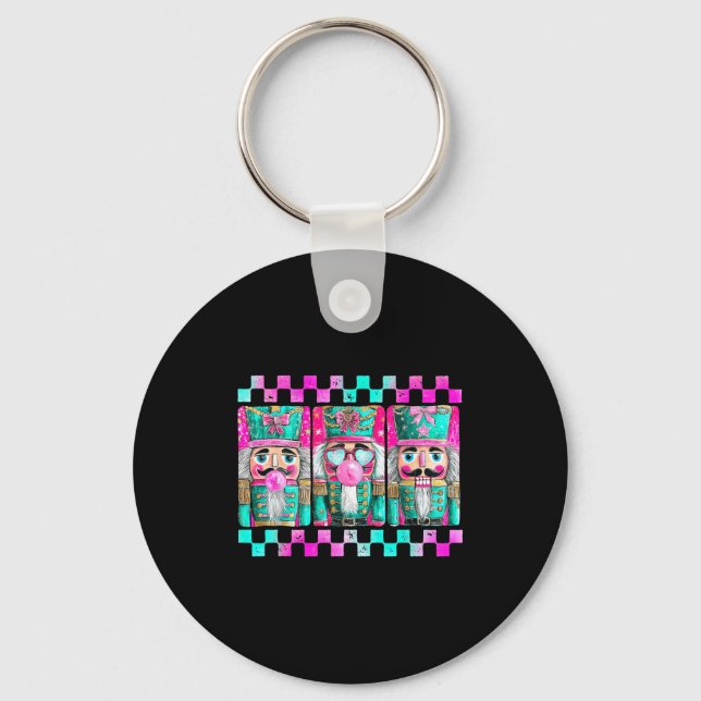 Colorful Preppy Nutcracker Design For Christmas Lo Nyckelring (Framsida)