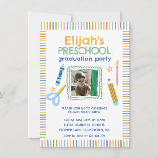 Colorful Preschool Graduation Party Invitation Inbjudningar