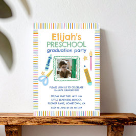 Colorful Preschool Graduation Party Invitation Inbjudningar