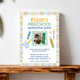 Colorful Preschool Graduation Party Invitation Inbjudningar