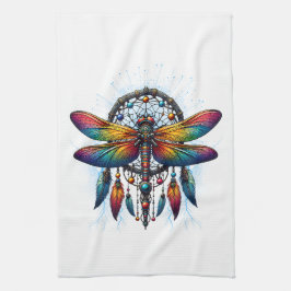 Colorful Psychedelic Dragonfly Dreamcatcher Boho Kökshandduk