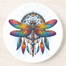 Colorful Psychedelic Dragonfly Dreamcatcher Boho Underlägg
