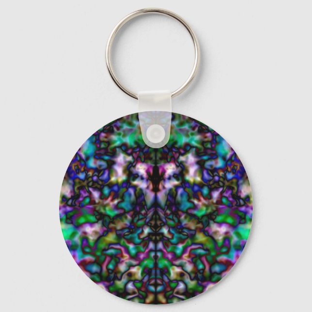 Colorful psychedelic kaleidoscope mönster nyckelring (Framsida)