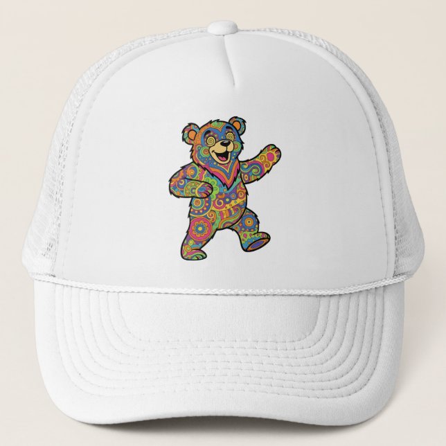 Colorful Psychedelic Teddy Bear Art Keps (Framsida)