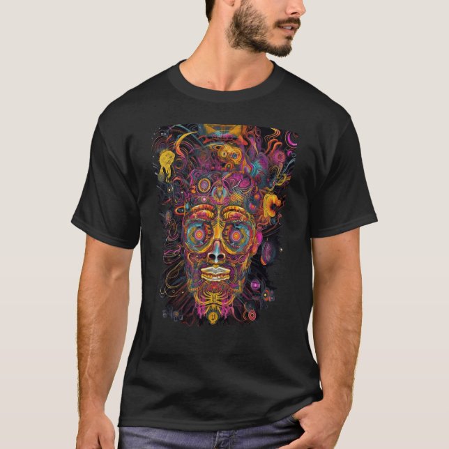 Colorful Psychedelic Voodoo Experience Trippy Hipp T Shirt (Framsida)