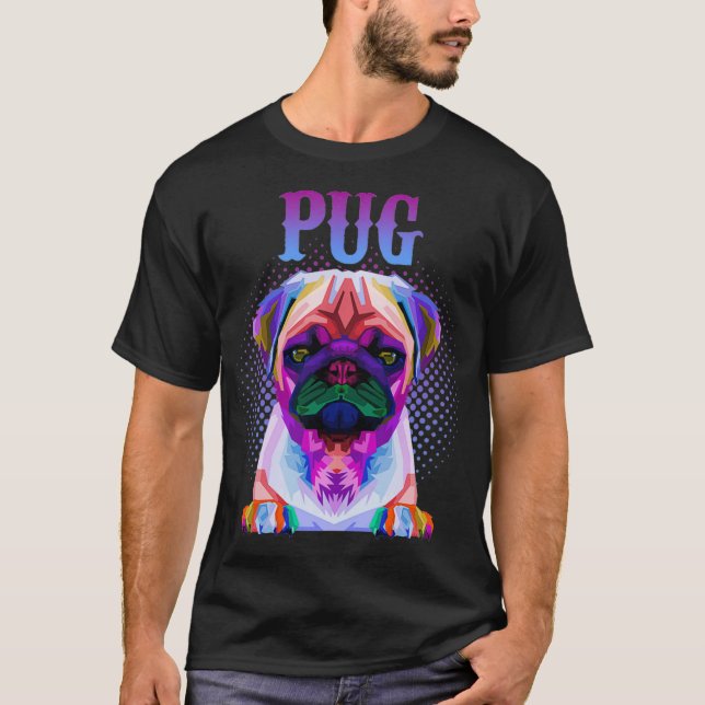 Colorful Pug Dog Breed Pullover  T Shirt (Framsida)