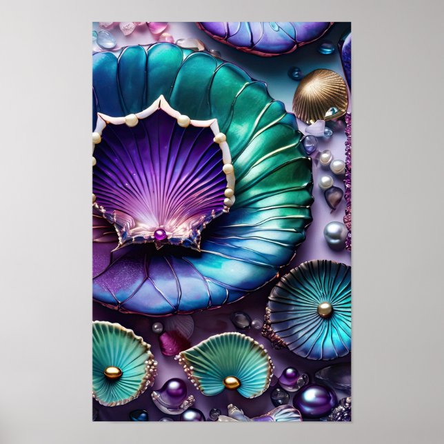 Colorful Purple Mermaid Shell Poster (Framsidan)