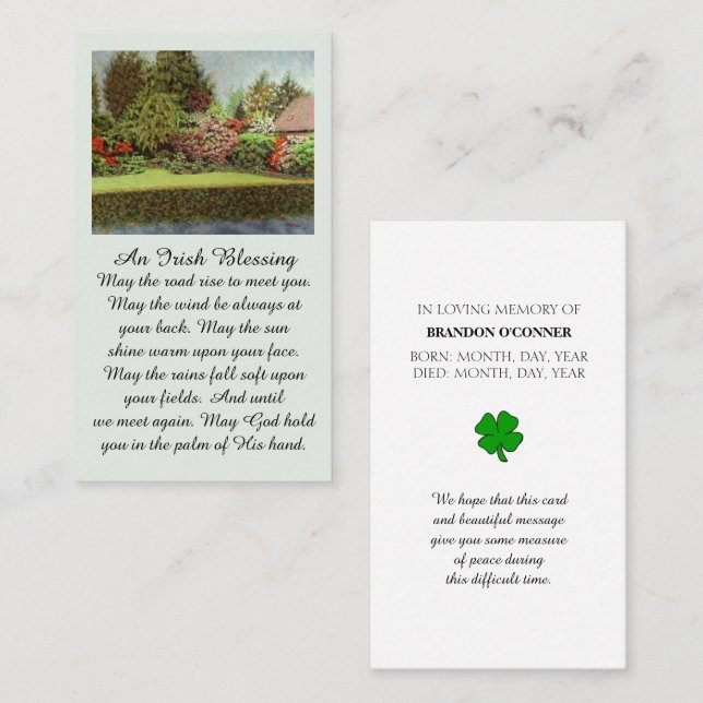 Colorful Purple Red Blue Green Irish Blessing  Visitkort (Fram/baksida)