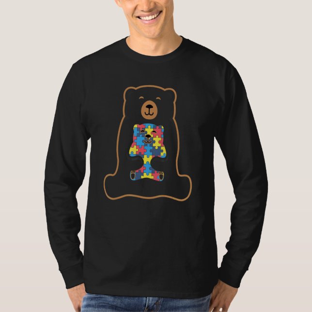 colorful puzzle pieces Autism Awareness   bear T Shirt (Framsida)