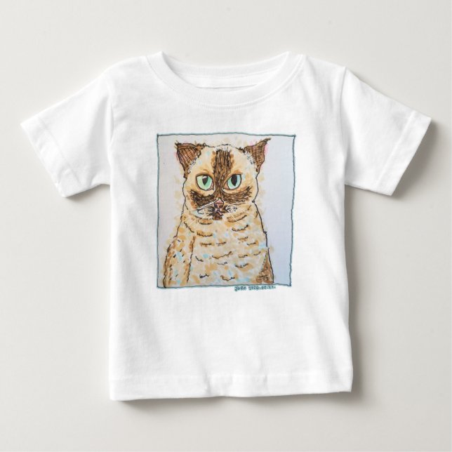 Colorful Quirky Cat Portrait T Shirt (Framsida)