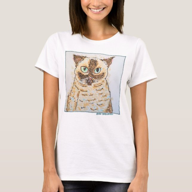 Colorful Quirky Cat Portrait T Shirt (Framsida)