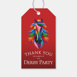 Colorful Racehorse Derby Party Red Favor Presentetikett