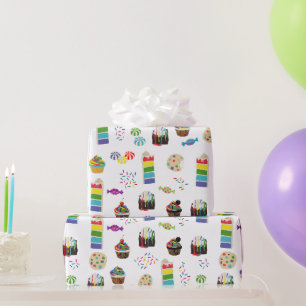 Colorful Rainbow Cake Desserts & Sprinkles Mönster Presentpapper