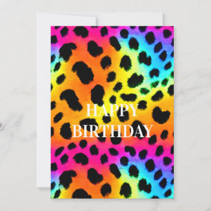 Colorful Rainbow Cheetah Julkort
