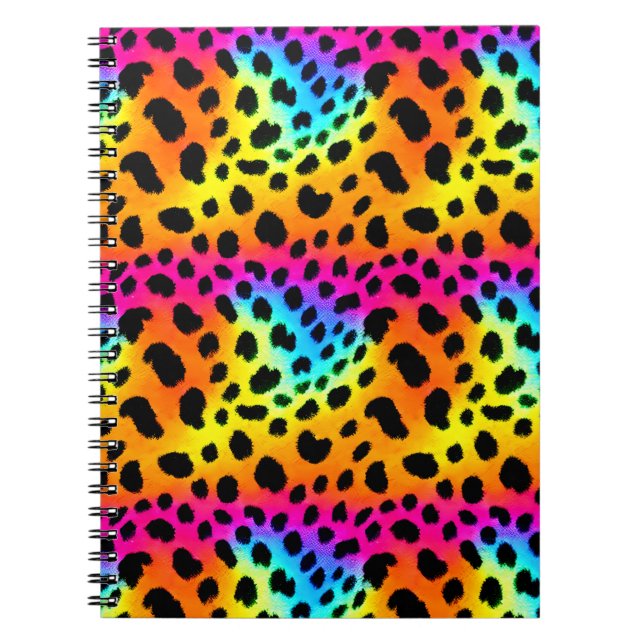 Colorful Rainbow Cheetah Seamless Mönster Anteckningsbok (Framsidan)
