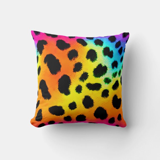 Colorful Rainbow Cheetah Seamless Mönster Kudde (Framsida)