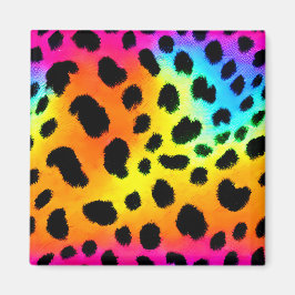 Colorful Rainbow Cheetah Seamless Mönster Magnet