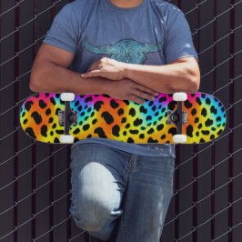 Colorful Rainbow Cheetah Seamless Mönster Mini Skateboard Bräda 18,5 Cm
