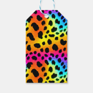 Colorful Rainbow Cheetah Seamless Mönster Presentetikett